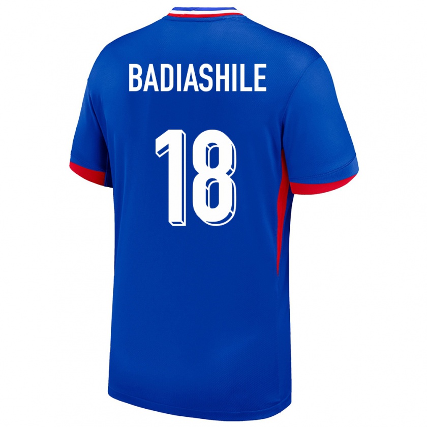 Kandiny Bambino Maglia Francia Benoit Badiashile #18 Blu Kit Gara Home 24-26 Maglietta