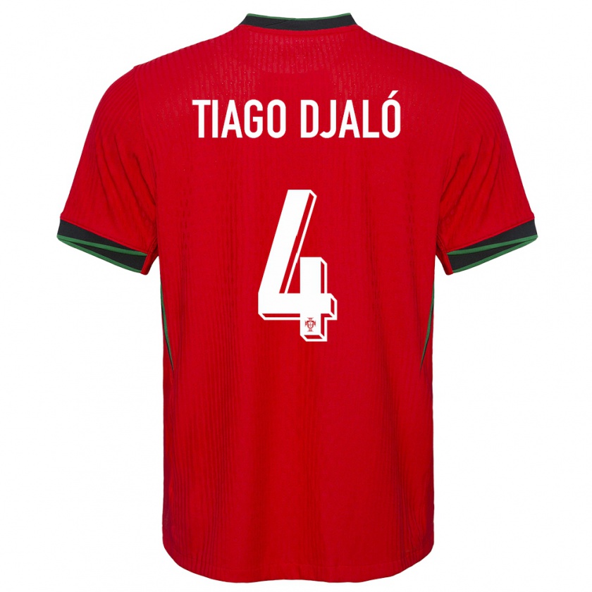 Kandiny Kinderen Portugal Tiago Djalo #4 Rood Thuisshirt Thuistenue 24-26 T-Shirt België