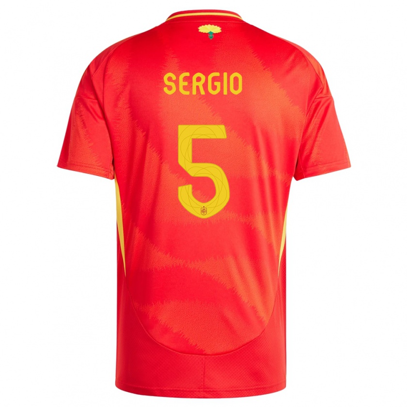 Kandiny Kinderen Spanje Sergio Busquets #5 Rood Thuisshirt Thuistenue 24-26 T-Shirt