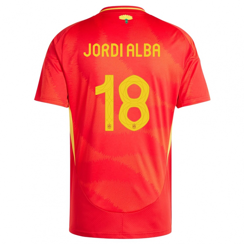 Kandiny Bambino Maglia Spagna Jordi Alba #18 Rosso Kit Gara Home 24-26 Maglietta