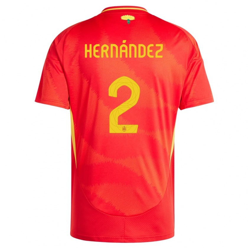 Kandiny Kinderen Spanje Oihane Hernandez #2 Rood Thuisshirt Thuistenue 24-26 T-Shirt België