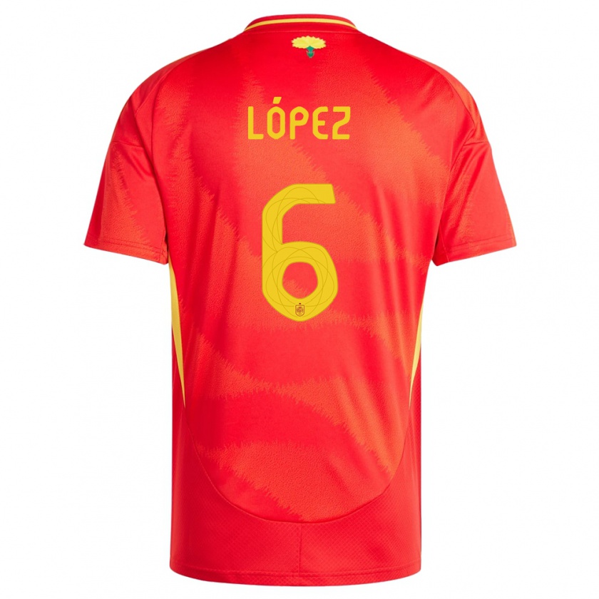 Kandiny Bambino Maglia Spagna Maitane Lopez #6 Rosso Kit Gara Home 24-26 Maglietta