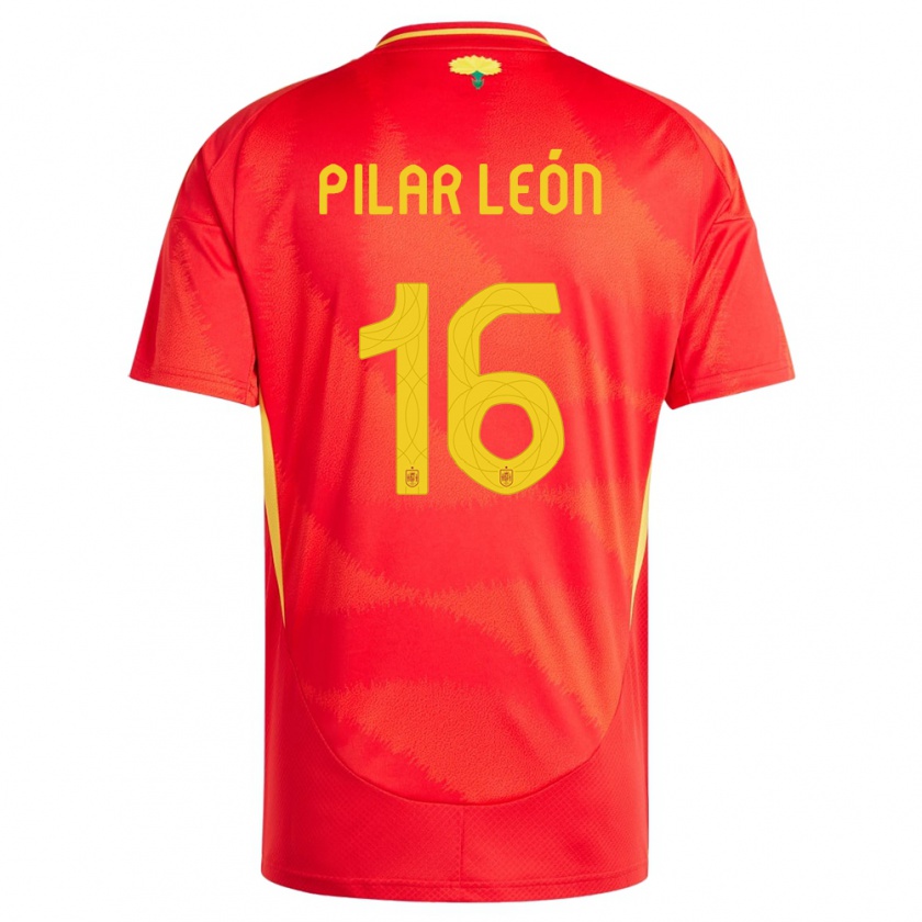 Kandiny Niño Camiseta España Maria Pilar Leon #16 Rojo 1ª Equipación 24-26 La Camisa