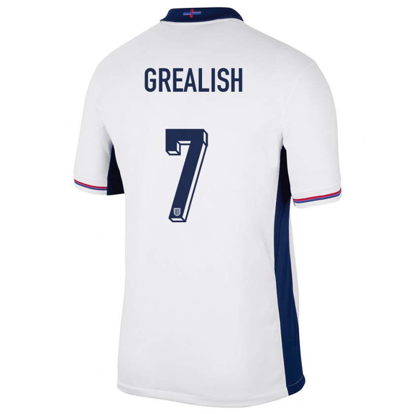 Kandiny Kinder England Jack Grealish #7 Weiß Heimtrikot Trikot 24-26 T-Shirt Österreich