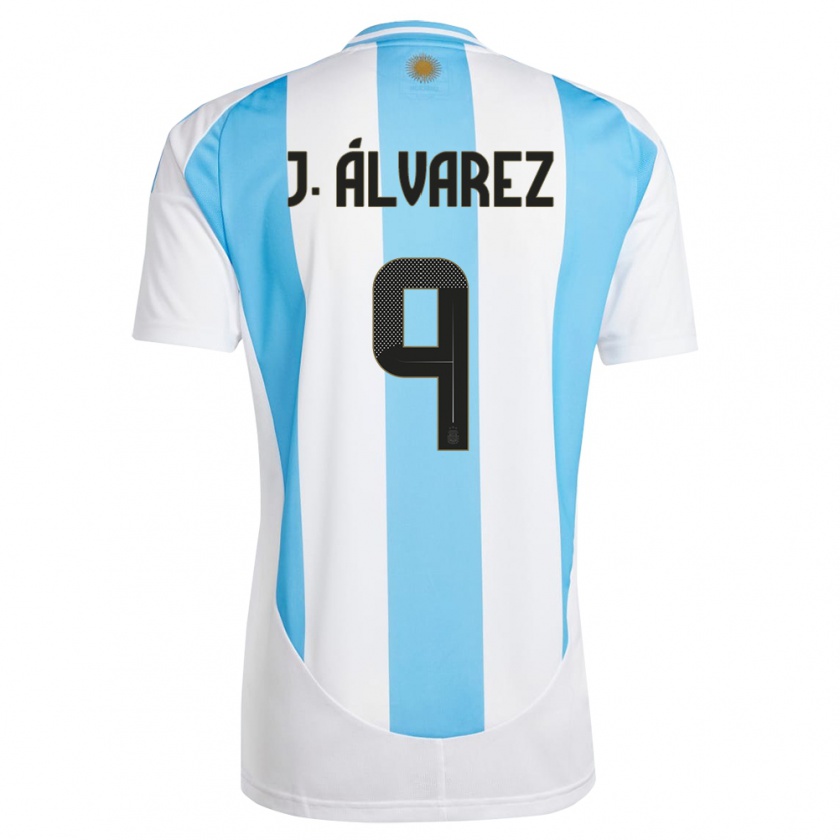 Kandiny Bambino Maglia Argentina Julian Alvarez #9 Bianco Blu Kit Gara Home 24-26 Maglietta