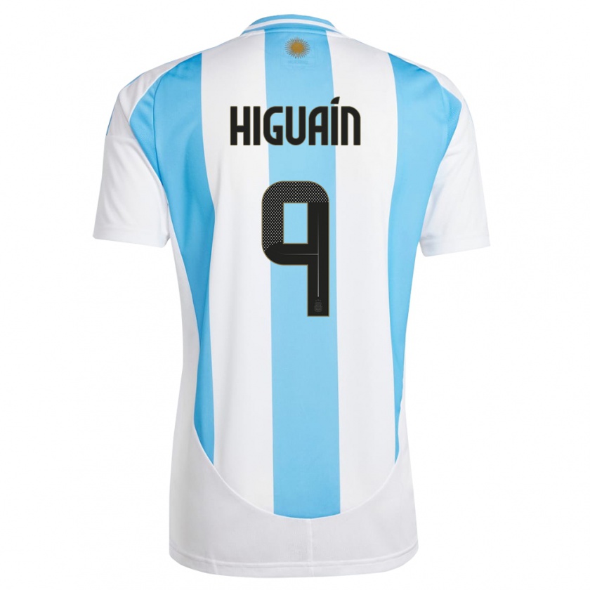 Kandiny Kinderen Argentinië Gonzalo Higuain #9 Wit Blauw Thuisshirt Thuistenue 24-26 T-Shirt België