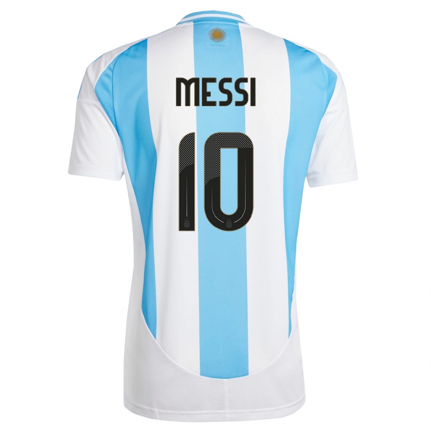 Kandiny Bambino Maglia Argentina Lionel Messi #10 Bianco Blu Kit Gara Home 24-26 Maglietta