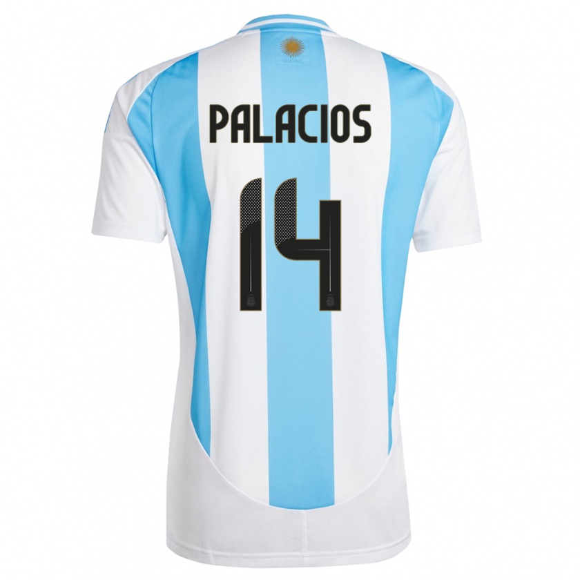 Kandiny Niño Camiseta Argentina Exequiel Palacios #14 Blanco Azul 1ª Equipación 24-26 La Camisa