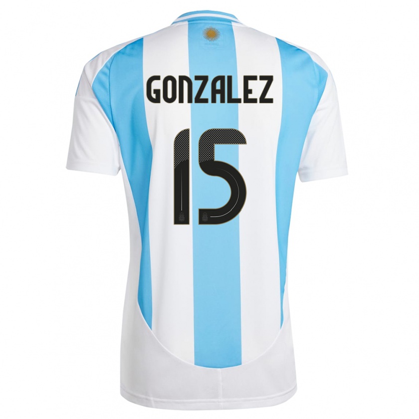 Kandiny Kinderen Argentinië Nicolas Gonzalez #15 Wit Blauw Thuisshirt Thuistenue 24-26 T-Shirt België