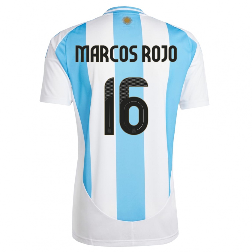 Kandiny Kinderen Argentinië Marcos Rojo #16 Wit Blauw Thuisshirt Thuistenue 24-26 T-Shirt België