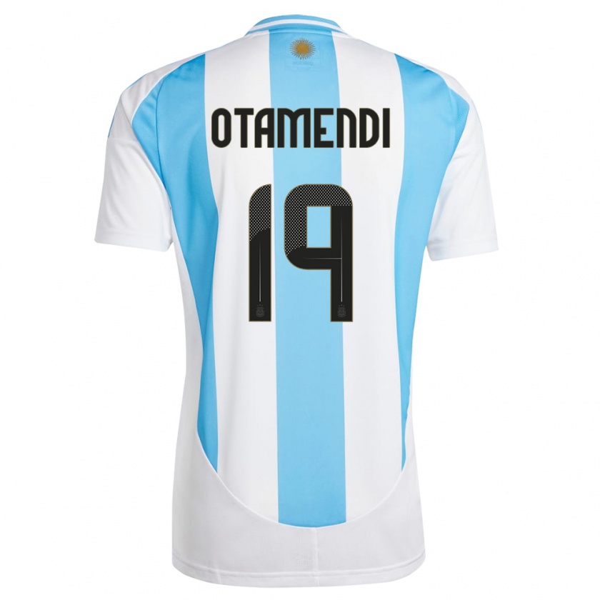 Kandiny Bambino Maglia Argentina Nicolas Otamendi #19 Bianco Blu Kit Gara Home 24-26 Maglietta