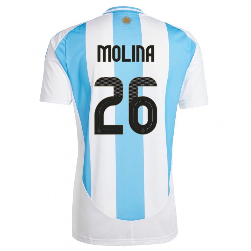 Kandiny Kinderen Argentinië Nahuel Molina #26 Wit Blauw Thuisshirt Thuistenue 24-26 T-Shirt