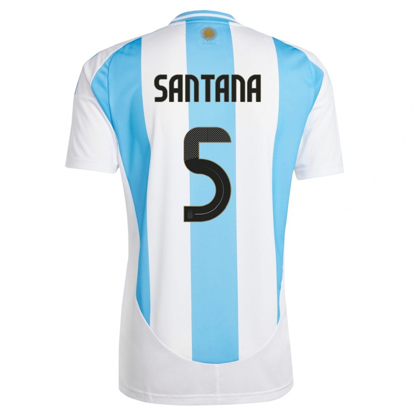 Kandiny Kinder Argentinien Vanesa Santana #5 Weiß Blau Heimtrikot Trikot 24-26 T-Shirt Österreich