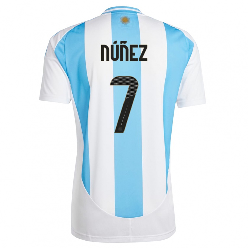 Kandiny Bambino Maglia Argentina Romina Nunez #7 Bianco Blu Kit Gara Home 24-26 Maglietta