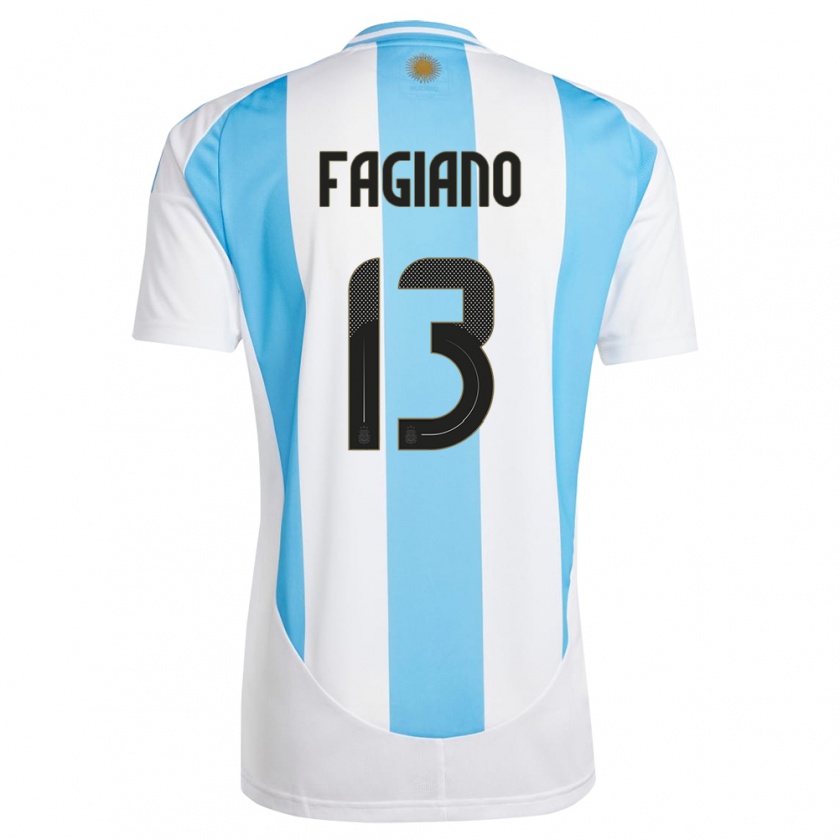 Kandiny Kinderen Argentinië Paloma Fagiano #13 Wit Blauw Thuisshirt Thuistenue 24-26 T-Shirt