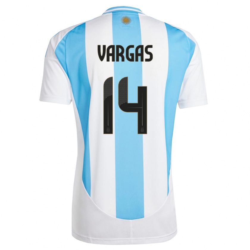 Kandiny Kinder Argentinien Agustina Vargas #14 Weiß Blau Heimtrikot Trikot 24-26 T-Shirt Österreich