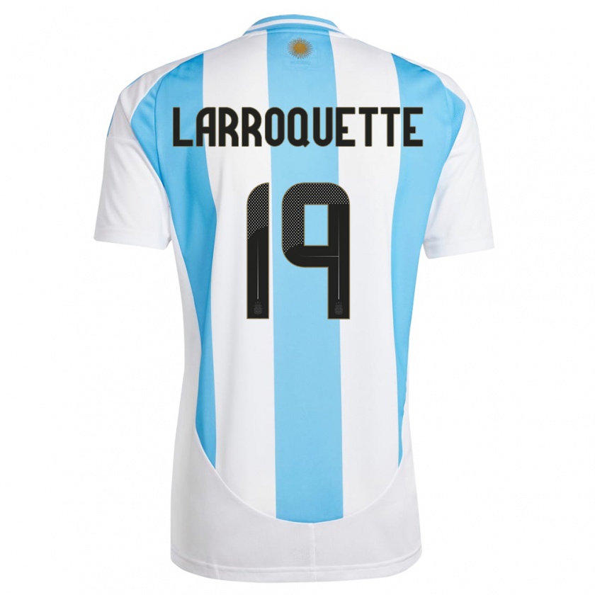 Kandiny Bambino Maglia Argentina Mariana Larroquette #19 Bianco Blu Kit Gara Home 24-26 Maglietta