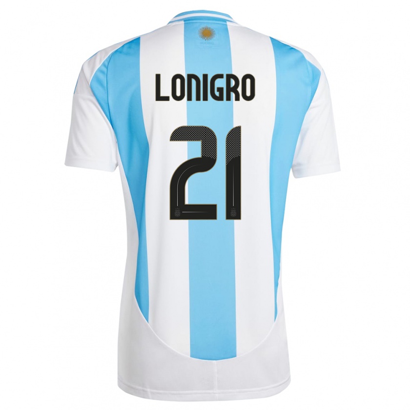 Kandiny Bambino Maglia Argentina Erica Lonigro #21 Bianco Blu Kit Gara Home 24-26 Maglietta