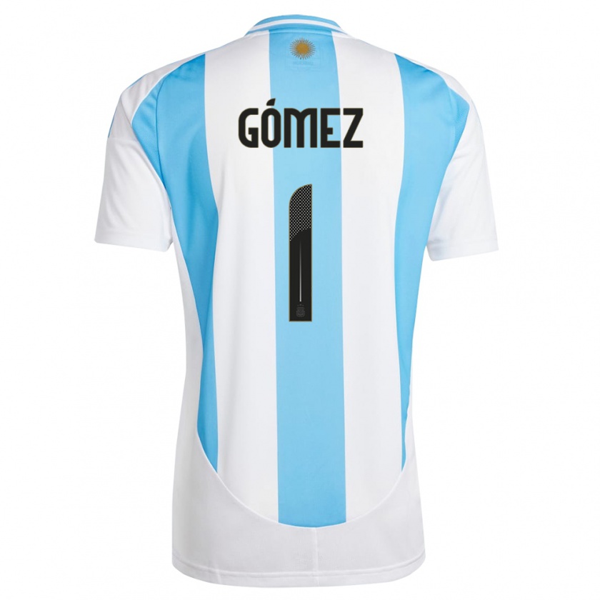 Kandiny Bambino Maglia Argentina Francisco Gomez #1 Bianco Blu Kit Gara Home 24-26 Maglietta