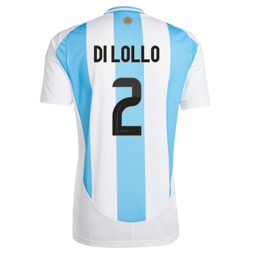 Kandiny Bambino Maglia Argentina Lautaro Di Lollo #2 Bianco Blu Kit Gara Home 24-26 Maglietta