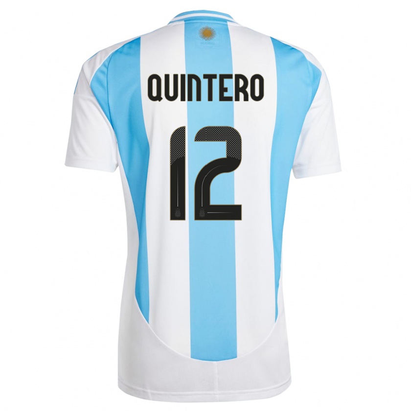 Kandiny Niño Camiseta Argentina Valentino Quintero #12 Blanco Azul 1ª Equipación 24-26 La Camisa