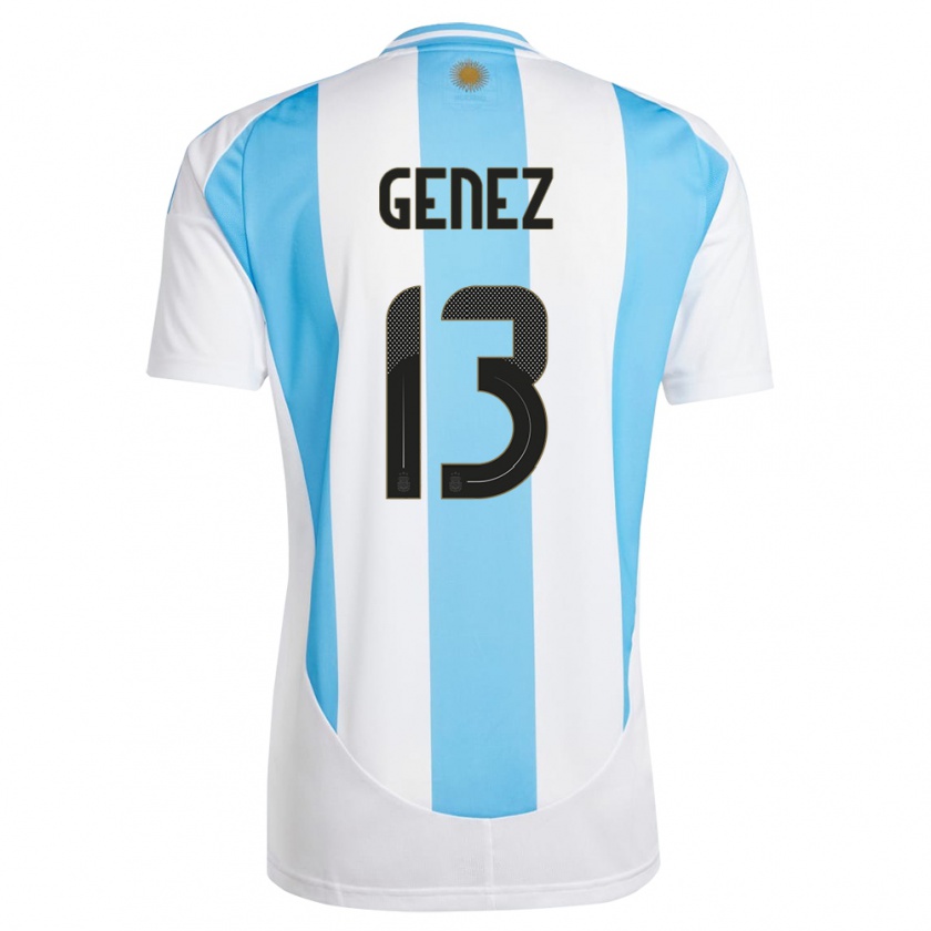 Kandiny Bambino Maglia Argentina Nahuel Genez #13 Bianco Blu Kit Gara Home 24-26 Maglietta