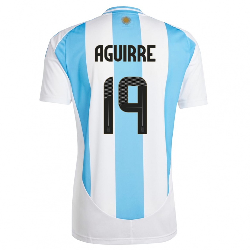 Kandiny Bambino Maglia Argentina Brian Aguirre #19 Bianco Blu Kit Gara Home 24-26 Maglietta