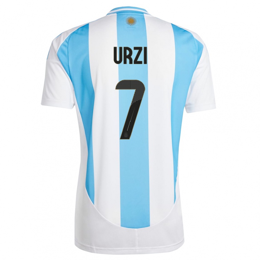 Kandiny Kinder Argentinien Agustin Urzi #7 Weiß Blau Heimtrikot Trikot 24-26 T-Shirt Österreich