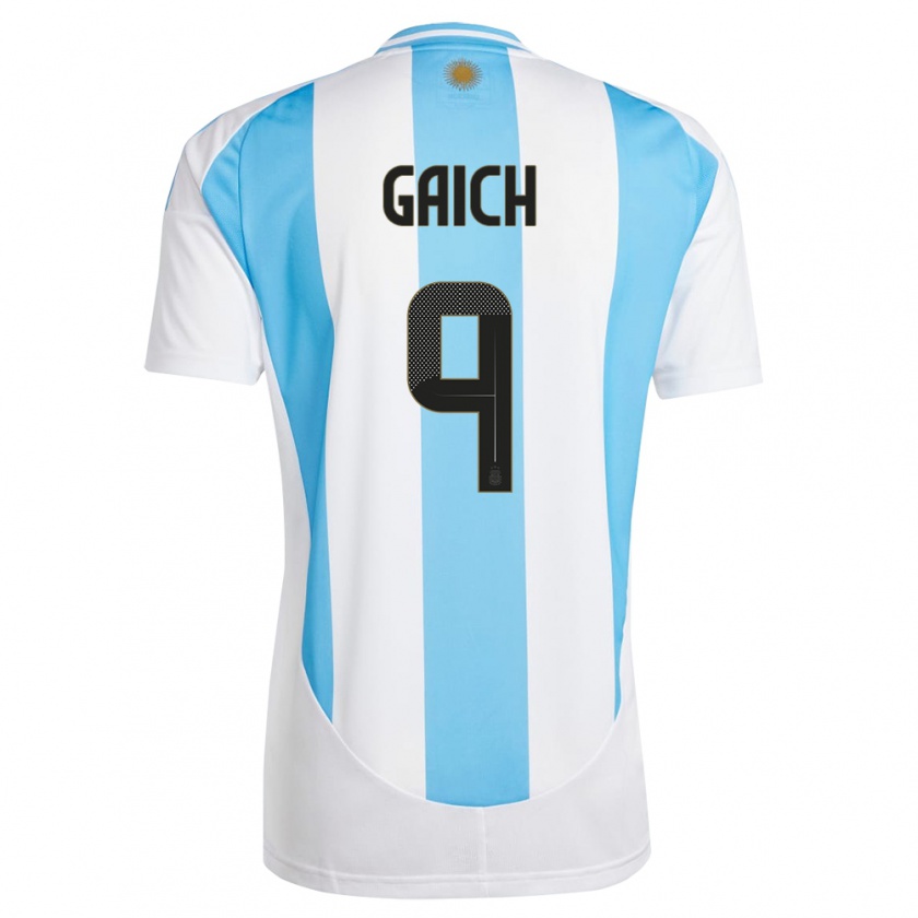 Kandiny Bambino Maglia Argentina Adolfo Gaich #9 Bianco Blu Kit Gara Home 24-26 Maglietta