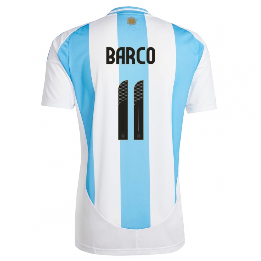 Kandiny Bambino Maglia Argentina Ezequiel Barco #11 Bianco Blu Kit Gara Home 24-26 Maglietta