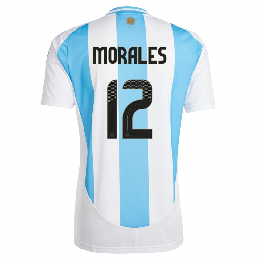 Kandiny Bambino Maglia Argentina Lautaro Morales #12 Bianco Blu Kit Gara Home 24-26 Maglietta