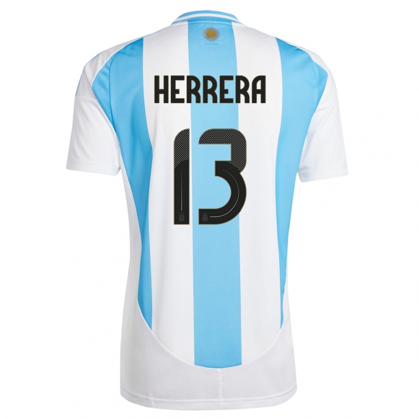 Kandiny Kinder Argentinien Marcelo Herrera #13 Weiß Blau Heimtrikot Trikot 24-26 T-Shirt Österreich