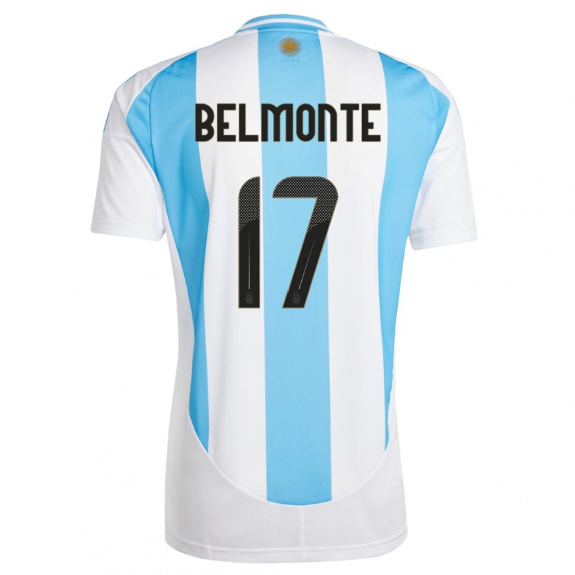 Kandiny Bambino Maglia Argentina Tomas Belmonte #17 Bianco Blu Kit Gara Home 24-26 Maglietta