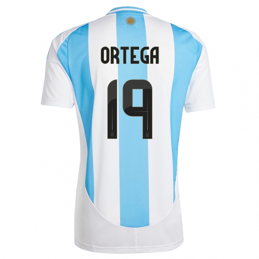 Kandiny Bambino Maglia Argentina Francisco Ortega #19 Bianco Blu Kit Gara Home 24-26 Maglietta