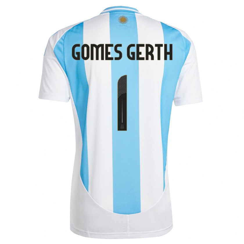 Kandiny Kinder Argentinien Federico Gomes Gerth #1 Weiß Blau Heimtrikot Trikot 24-26 T-Shirt Österreich