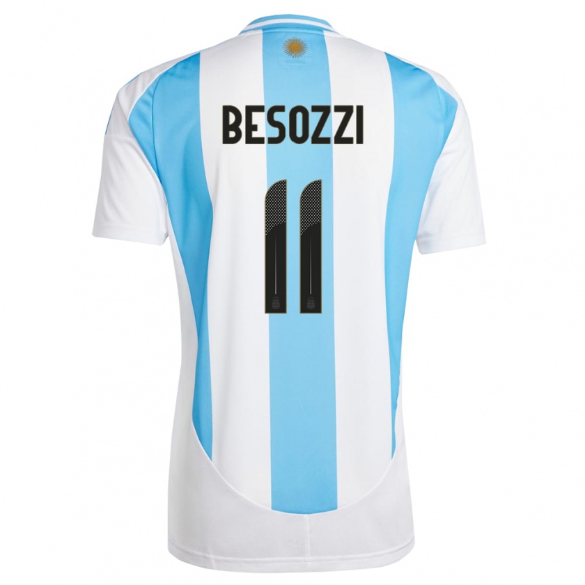 Kandiny Kinderen Argentinië Lucas Besozzi #11 Wit Blauw Thuisshirt Thuistenue 24-26 T-Shirt België