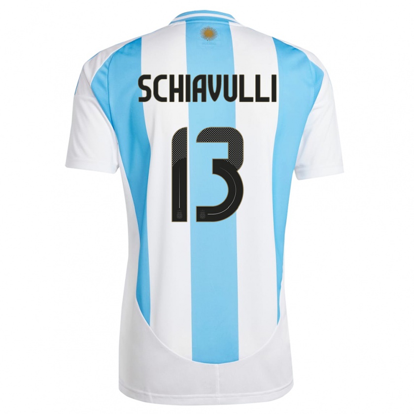 Kandiny Bambino Maglia Argentina Thiago Schiavulli #13 Bianco Blu Kit Gara Home 24-26 Maglietta