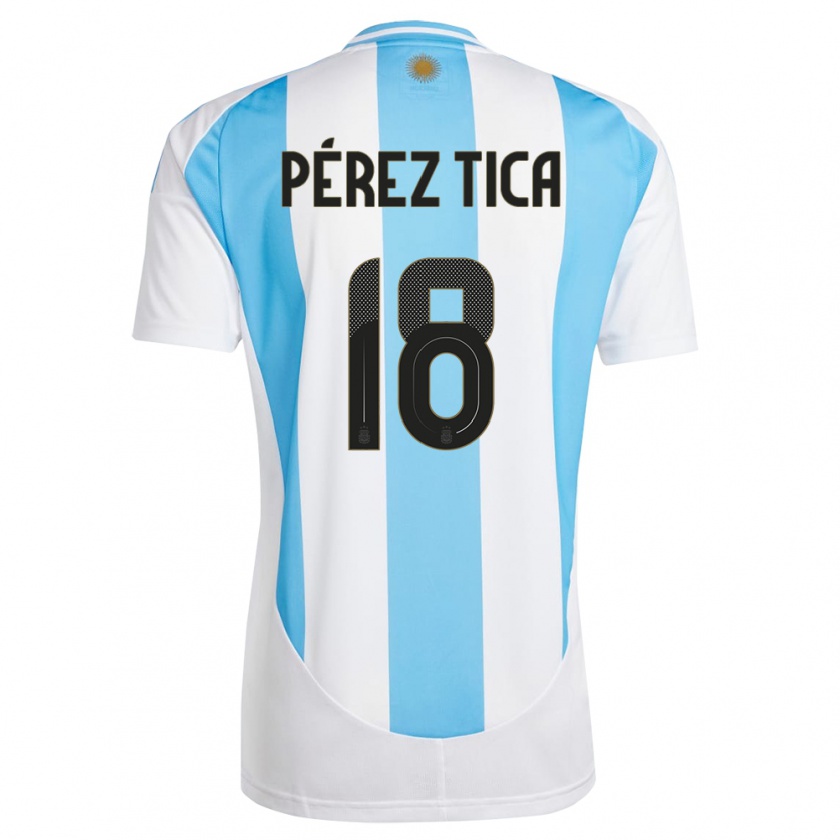 Kandiny Bambino Maglia Argentina Jeremias Perez Tica #18 Bianco Blu Kit Gara Home 24-26 Maglietta