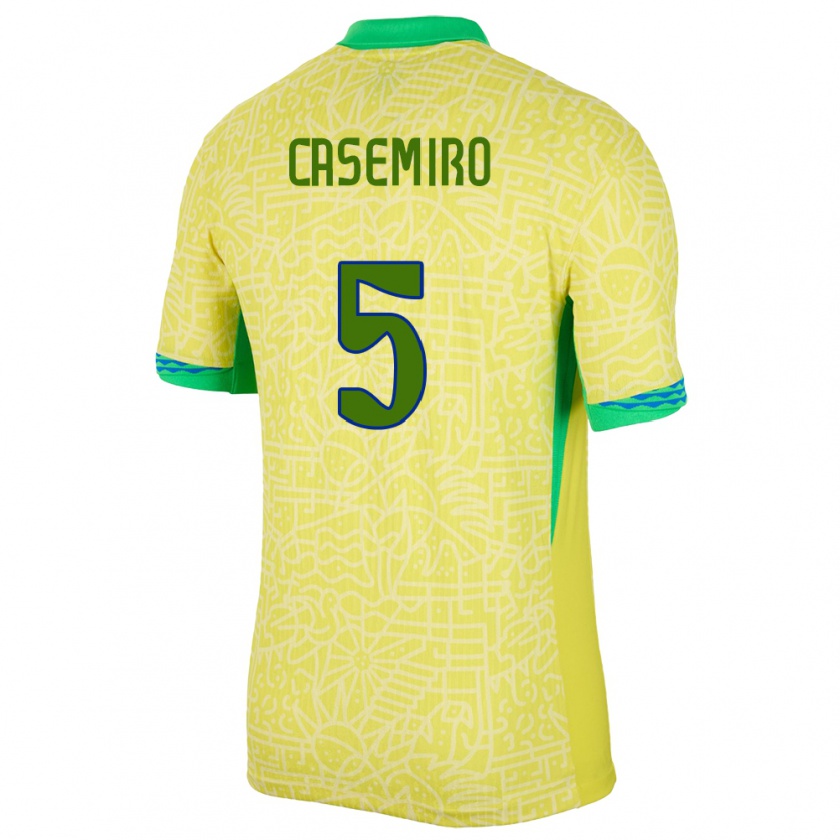 Kandiny Niño Camiseta Brasil Casemiro #5 Amarillo 1ª Equipación 24-26 La Camisa