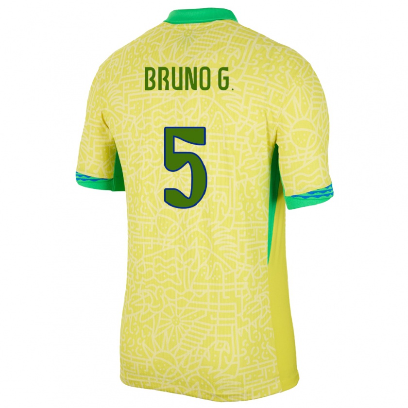 Kandiny Niño Camiseta Brasil Bruno Guimaraes #5 Amarillo 1ª Equipación 24-26 La Camisa