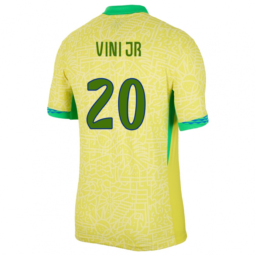 Kandiny Niño Camiseta Brasil Vinicius Junior #20 Amarillo 1ª Equipación 24-26 La Camisa