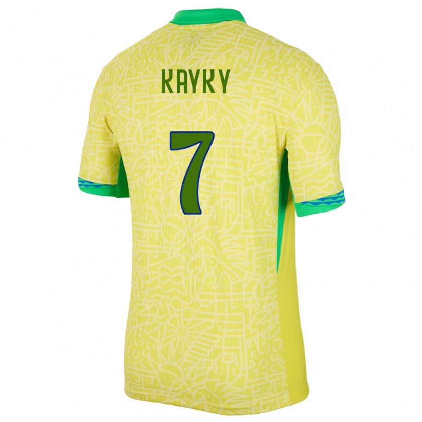 Kandiny Niño Camiseta Brasil Kayky #7 Amarillo 1ª Equipación 24-26 La Camisa