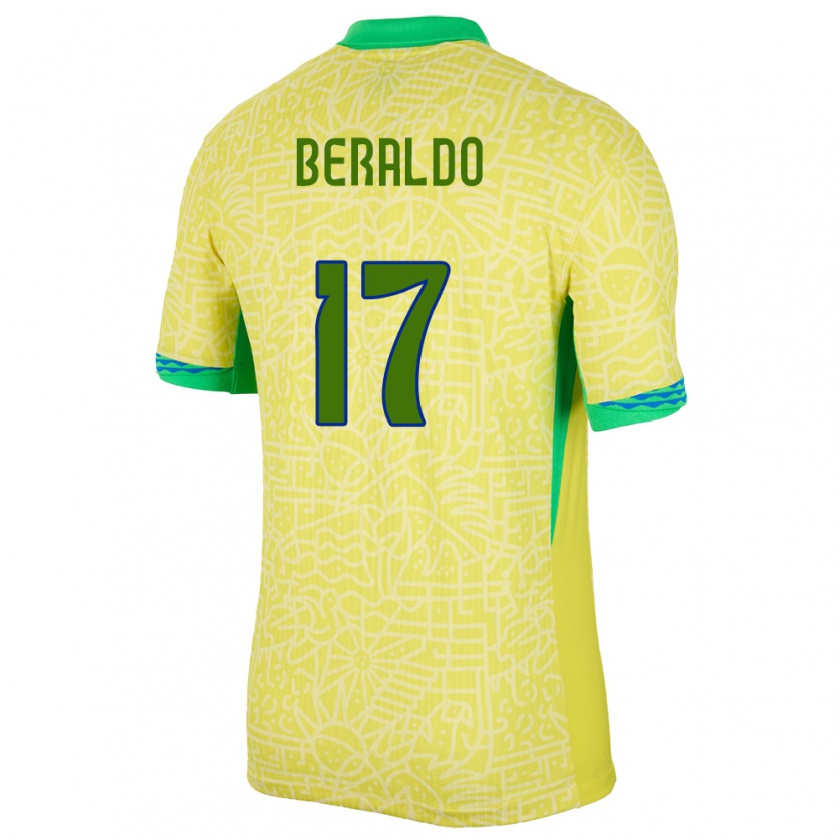 Kandiny Niño Camiseta Brasil Lucas Beraldo #17 Amarillo 1ª Equipación 24-26 La Camisa