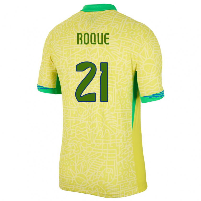 Kandiny Niño Camiseta Brasil Vitor Roque #21 Amarillo 1ª Equipación 24-26 La Camisa