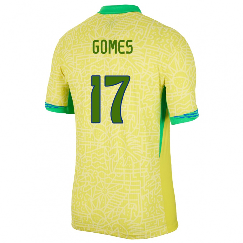 Kandiny Kinderen Brazilië William Gomes #17 Geel Thuisshirt Thuistenue 24-26 T-Shirt