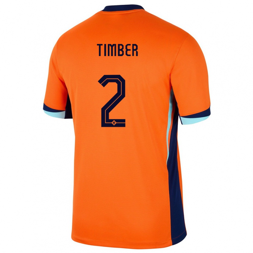 Kandiny Kinder Niederlande Jurrien Timber #2 Orange Heimtrikot Trikot 24-26 T-Shirt Österreich