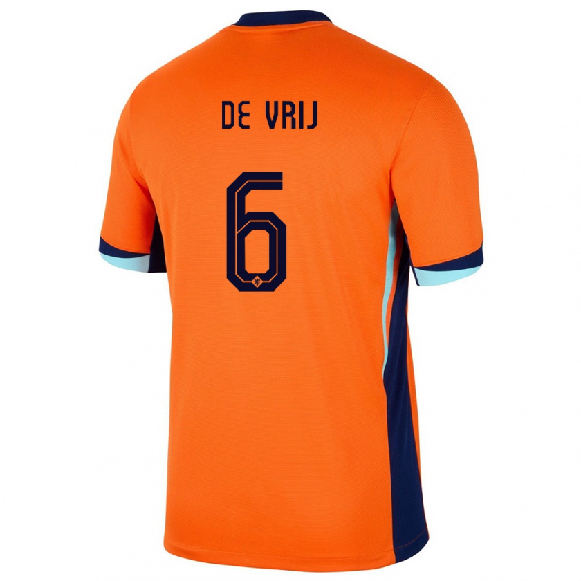 Kandiny Niño Camiseta Países Bajos Stefan De Vrij #6 Naranja 1ª Equipación 24-26 La Camisa