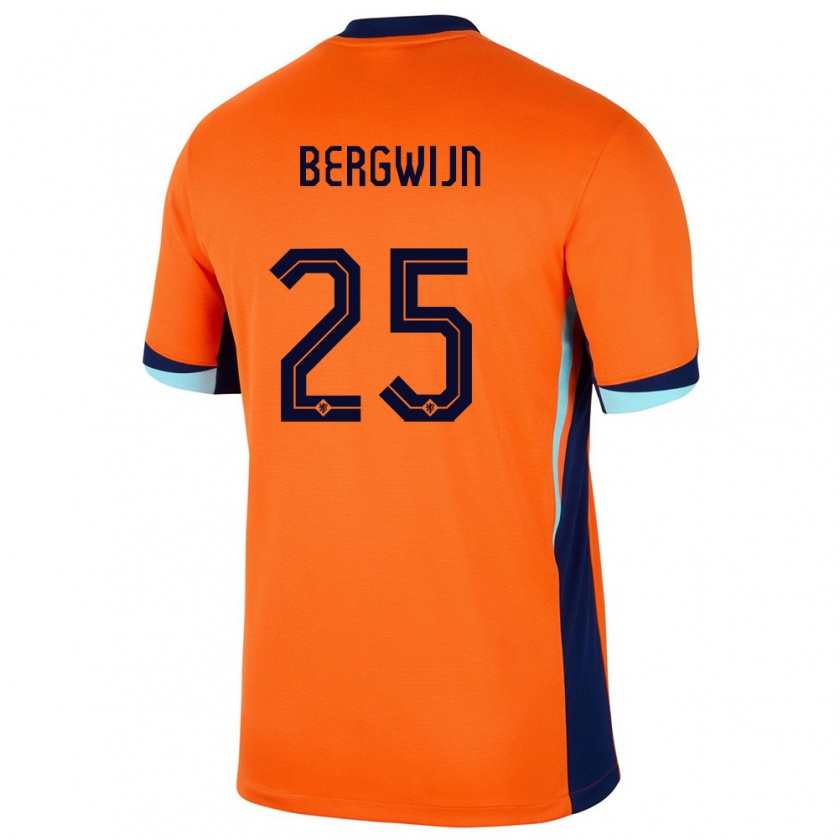 Kandiny Niño Camiseta Países Bajos Steven Bergwijn #25 Naranja 1ª Equipación 24-26 La Camisa