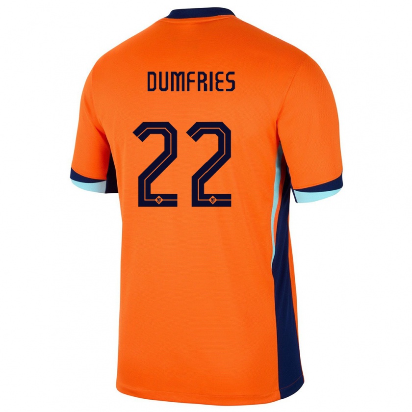 Kandiny Kinderen Nederland Denzel Dumfries #22 Oranje Thuisshirt Thuistenue 24-26 T-Shirt België