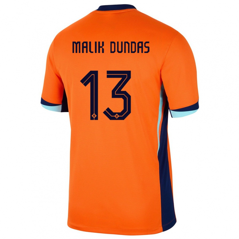 Kandiny Niño Camiseta Países Bajos Noa Malik Dundas #13 Naranja 1ª Equipación 24-26 La Camisa